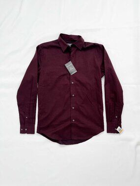 Van Heusen Classic Fit Dark Red Pinstripe Button-DownDress Shirt Men's Small NWT